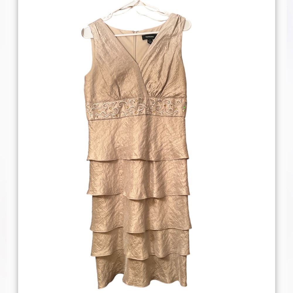 R & M Richards Champagne Ruffle Dress (size 8)